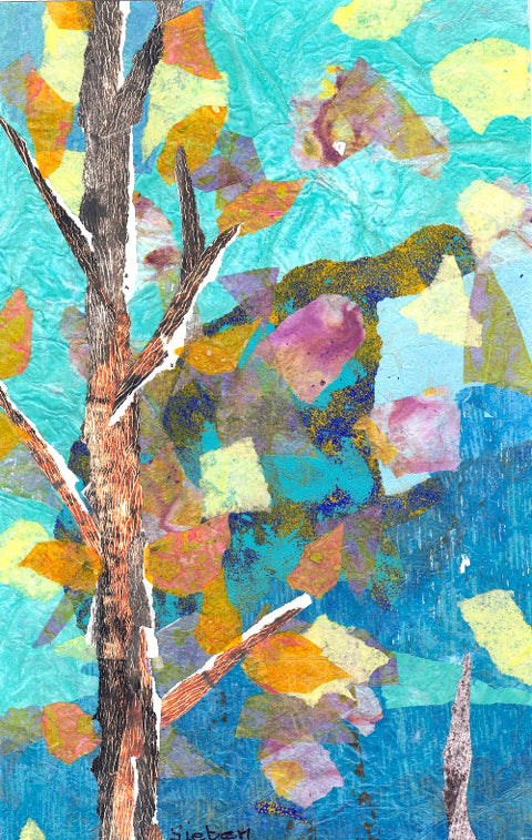 'Trees' Original Collaged Art Card