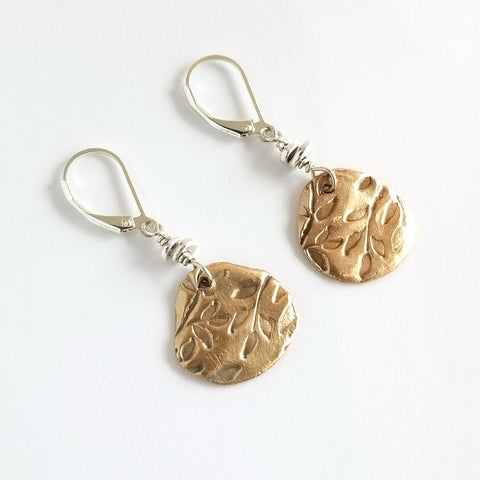 'Leaves in Freedom' Bronze Earrings