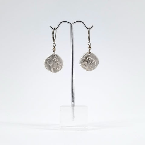 Fine Silver Etched Dandelion Earrings