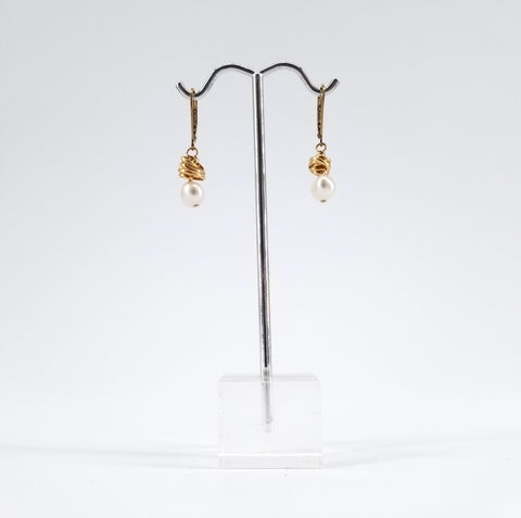 'Hera' Collection Gold Wrapped Pearl Earrings