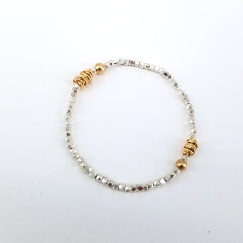 'Hera' Collection Gold Wrapped Pendant & Fine Silver Stretch Bracelet