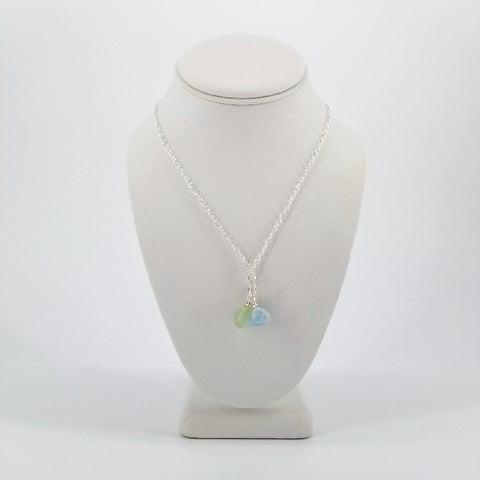 'Lava Form' Collection Aquamarine & Prehnite Necklace with 2 IN 1 Chain