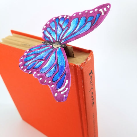 Blue & Magenta Paper Butterfly Bookmark