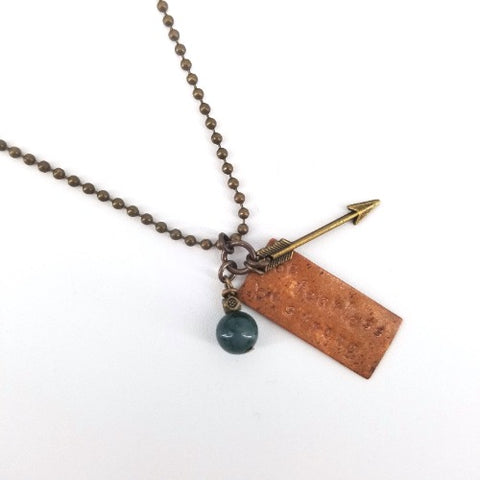 'Be Fearless, Be Strong' Copper Tag Necklace