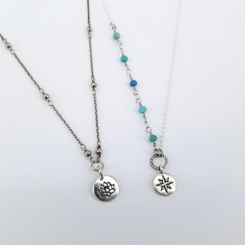 Little Lotus & True North Pendant Necklace