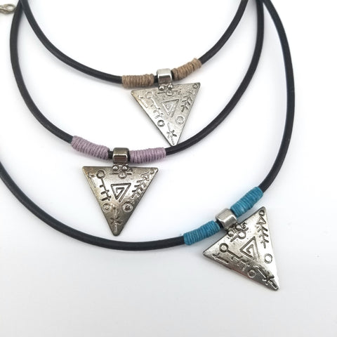 Mystic Triangle Leather Choker Necklace