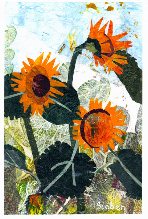 "Sunflower Series" Original Collaged Art Card