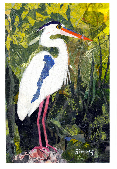 "Crane Series" Original Collaged Art Card