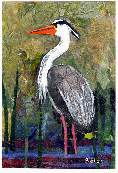 "Crane Series" Original Collaged Art Card