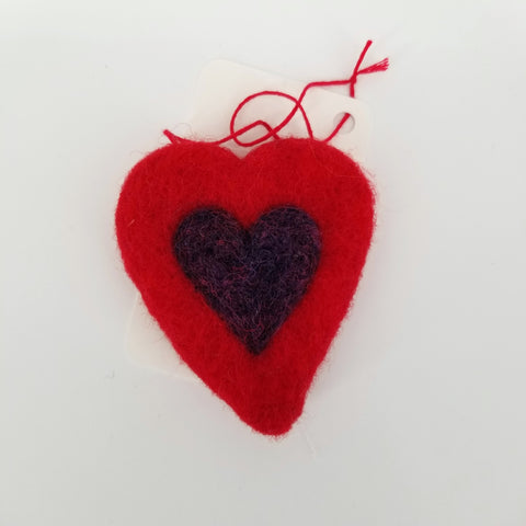 Flat Felted Heart Ornament - Arts and Heritage St. Albert