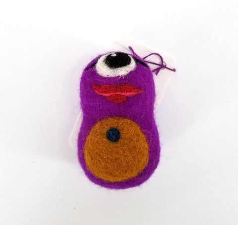 Felted Monster Ornaments Purple with Brown Belly - Arts and Heritage St. Albert
