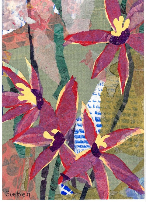 "Floral Series" Original Collaged Art Card