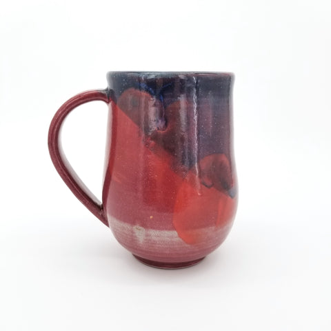 Handmade Raspberry Red & Blue Ceramic Mug