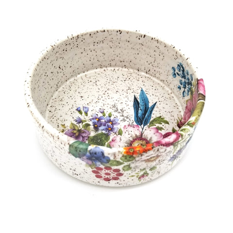 Small Speckled Shallow Floral Bowl