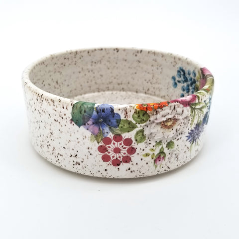 Small Speckled Shallow Floral Bowl
