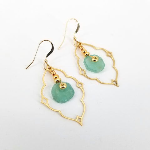 Ancient Glass Moroccan Link Earrings
