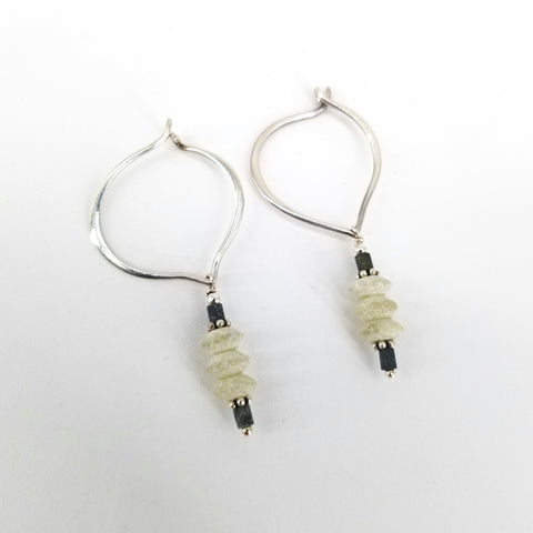 Ancient Glass Rondell Earrings on Teardrop Hook