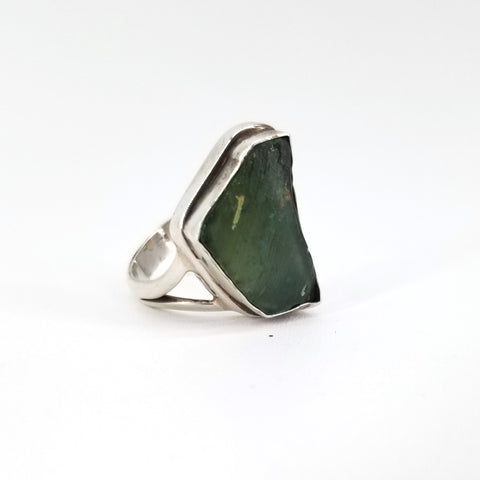 Ancient Glass Green Ring, Size 7