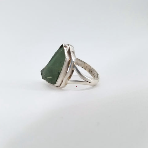 Ancient Glass Green Ring, Size 7