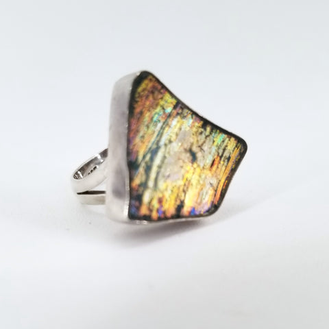 Ancient Glass Rainbow Ring, Size 6.5