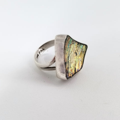 Ancient Glass Rainbow Ring, Size 6.5