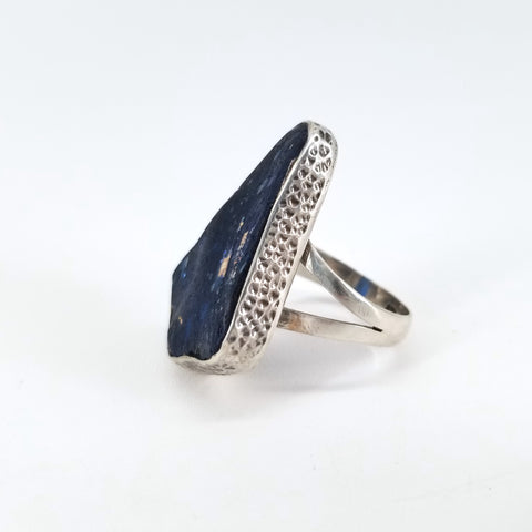 Ancient Glass Dark Blue Ring, Size 8.5