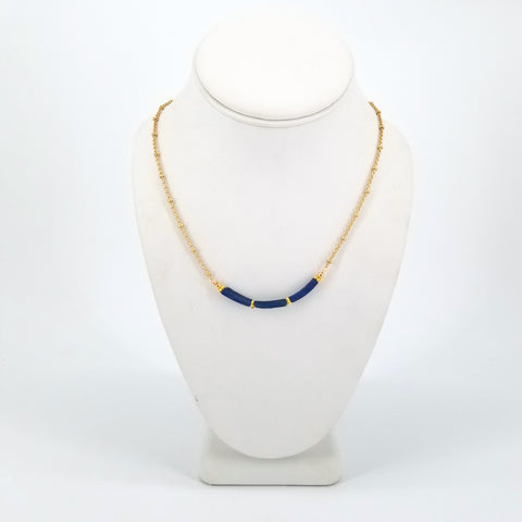 3 Piece Dark Blue Ancient Glass Necklace