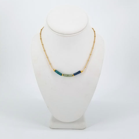 3 Piece Light Blue Green Ancient Glass Necklace