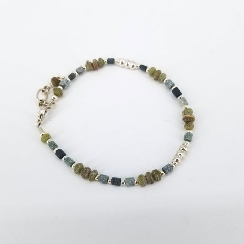Rondelle & Tube Ancient Glass Beads Bracelet