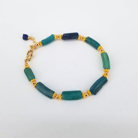 Green & Blue Ancient Glass Bracelet