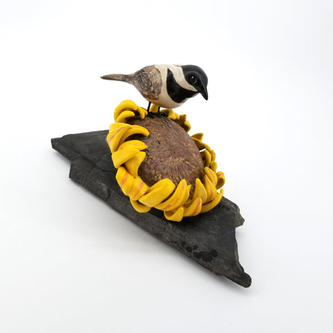 Chickadee on Sunflower Sculpture