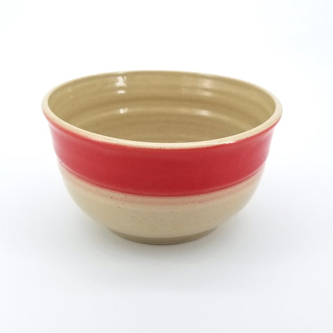 Large Red Rimmed Ceramic Bowl