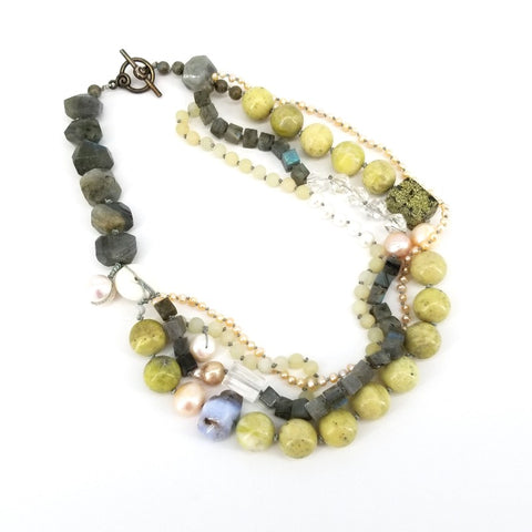 'Pema' Multi Strand Green necklace