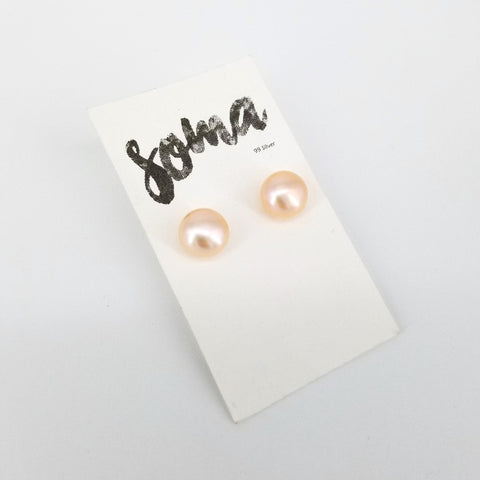 'The Pearl' Large Pink Freshwater Pearl Studs