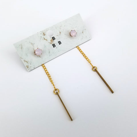 'Two Way Drops' Hanging Earring With Chain