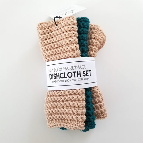 Set of Three Hand Knit Dish Cloths