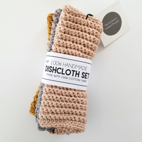 Set of Three Hand Knit Dish Cloths
