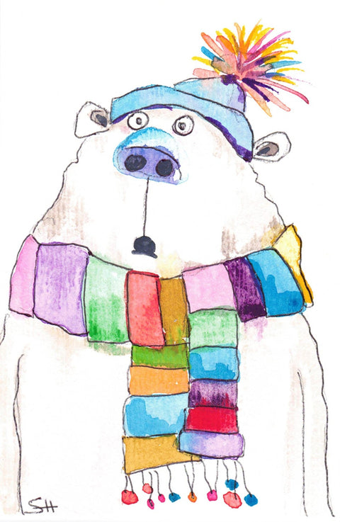 'Animal' 4 x 6 Original Art Cards by Sabine Hahnel Polar Bear - Arts and Heritage St. Albert