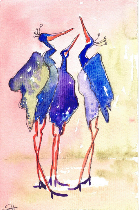 'Bird Series' 4 x 6 Original Art Cards by Sabine Hahnel Style 1 - Arts and Heritage St. Albert