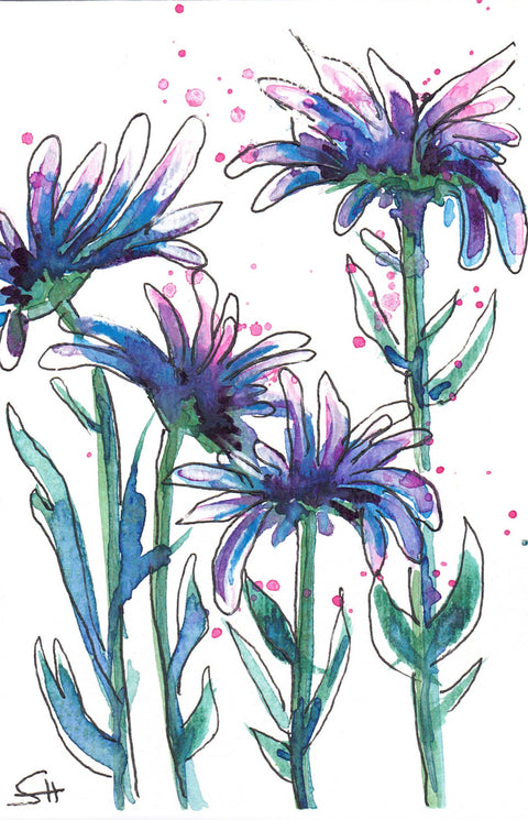 'Floral Series' 4 x 6 Original Art Cards by Sabine Hahnel Style 11 - Arts and Heritage St. Albert