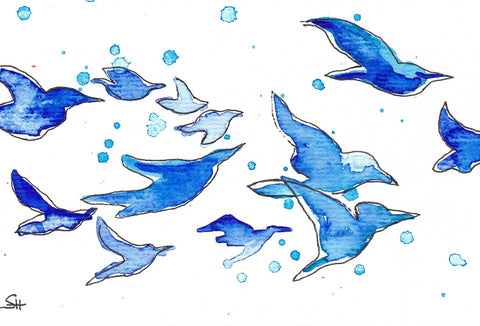 'Bird Series' 4 x 6 Original Art Cards by Sabine Hahnel Style 2 - Arts and Heritage St. Albert