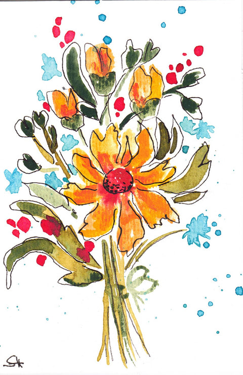 'Floral Series' 4 x 6 Original Art Cards by Sabine Hahnel Style 4 - Arts and Heritage St. Albert