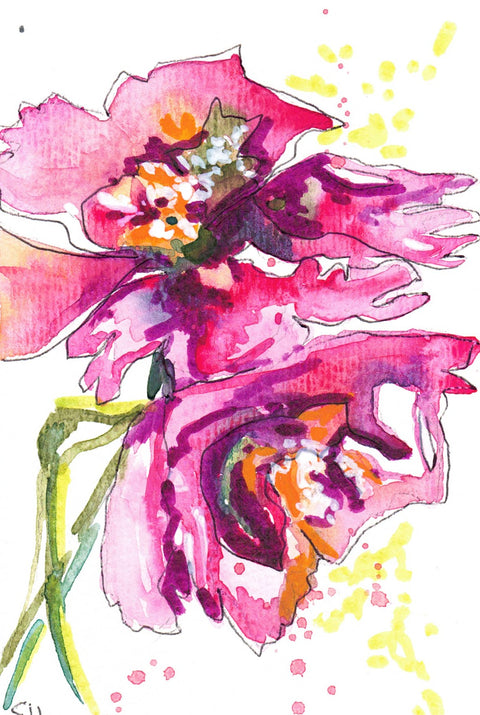 'Floral Series' 4 x 6 Original Art Cards by Sabine Hahnel Style 7 - Arts and Heritage St. Albert