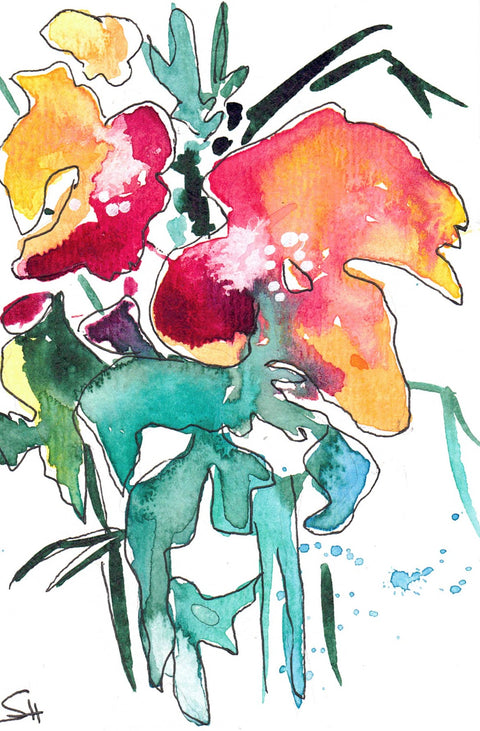 'Floral Series' 4 x 6 Original Art Cards by Sabine Hahnel Style 6 - Arts and Heritage St. Albert