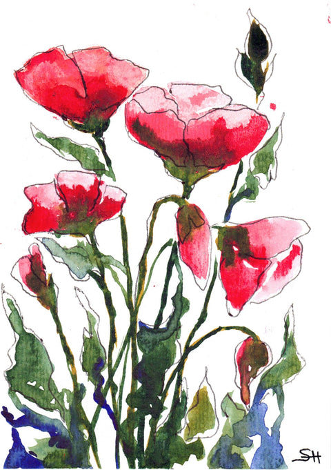 'Flower Series' 5 x 7 Original Art Cards by Sabine Hahnel Style 9 - Arts and Heritage St. Albert
