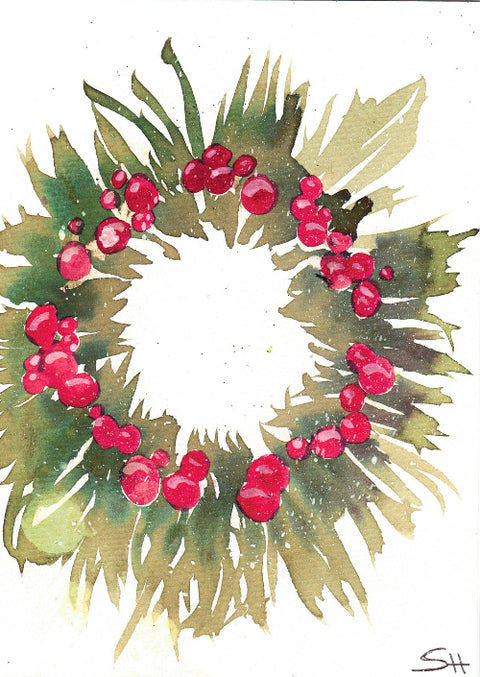 'Holiday Series' Original Art Card Wreath 1 - Arts and Heritage St. Albert