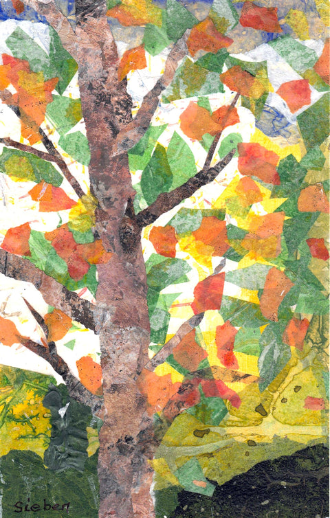 'Trees' Original Collaged Art Card
