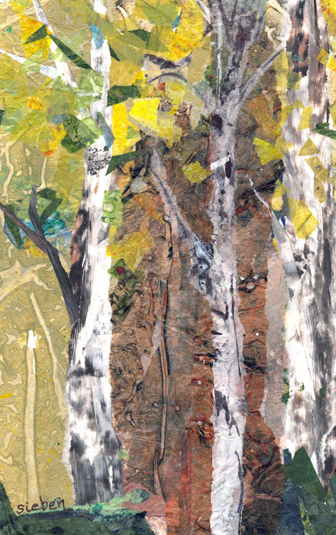 'Trees' Original Collaged Art Card