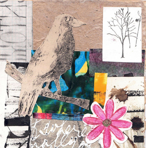 'Bird Series' Handmade Collage Card Style 2 - Arts and Heritage St. Albert