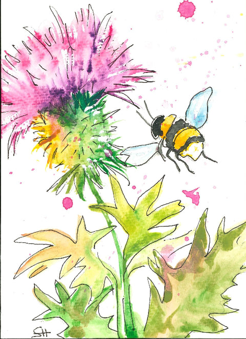 'Flower Series' 5 x 7 Original Art Cards by Sabine Hahnel